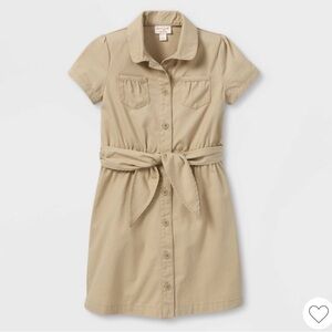 Tan Short Sleeve Button-Up Dress